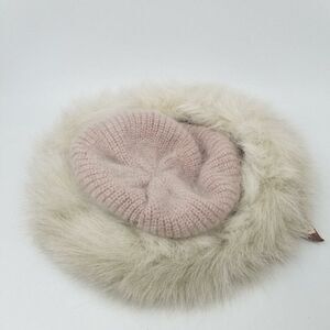 Vintage 80s Aris Lamb Pink Fur Edged Winter Cossack Cap Angora Wool Lined New